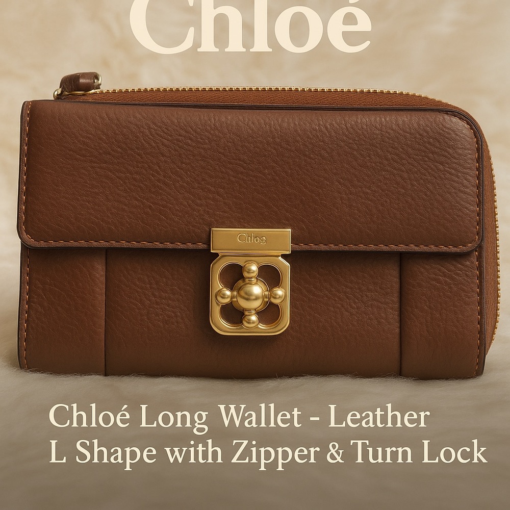 Chloé Elsie Brown Leather Long Zip Wallet